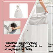 Foldable Bamboo Laundry Hamper with Lid and 3 Handles 72L Storage Basket by Songmics