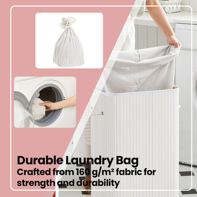 Foldable Bamboo Laundry Hamper with Lid and 3 Handles 72L Storage Basket by Songmics