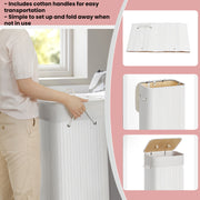 Foldable Bamboo Laundry Hamper with Lid and 3 Handles 72L Storage Basket by Songmics