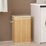 Bamboo Laundry Hamper with Lid and Removable Liner for Bedroom or Bathroom by Songmics