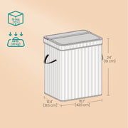 Bamboo Laundry Hamper with Lid and Removable Liner for Bedroom or Bathroom by Songmics
