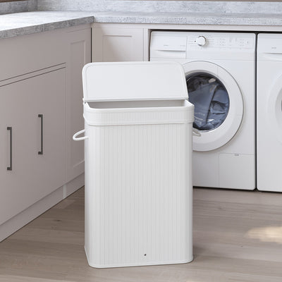 Bamboo Laundry Hamper with Lid and Removable Liner for Bedroom or Bathroom by Songmics