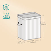 Bamboo Laundry Hamper with Lid and Removable Liner for Bedroom or Bathroom by Songmics