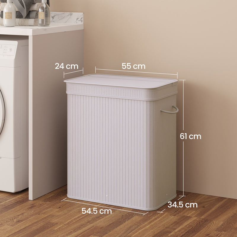 Bamboo Laundry Hamper with Lid and Removable Washable Liner for Bedroom by Songmics