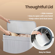 Bamboo Laundry Hamper with Lid and Removable Washable Liner for Bedroom by Songmics