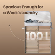 Bamboo Laundry Hamper with Lid and Removable Washable Liner for Bedroom by Songmics