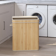 Bamboo Laundry Hamper with Lid and Removable Liner for Bathroom or Bedroom by Songmics