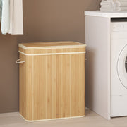 Bamboo Laundry Hamper with Lid and Removable Liner for Bathroom or Bedroom by Songmics