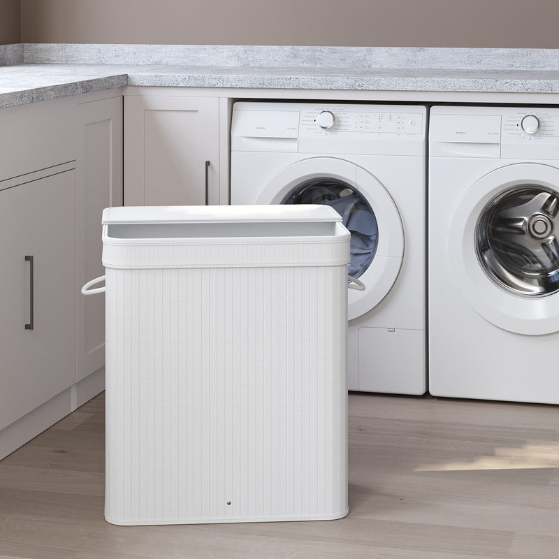 Bamboo Laundry Hamper with Lid and Removable Liner for Bedroom or Bathroom by Songmics