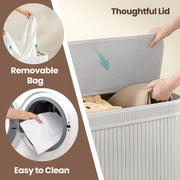 Bamboo Laundry Hamper with Lid and Removable Liner for Bedroom or Bathroom by Songmics