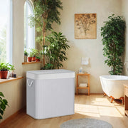 Grey Bamboo Triple Laundry Sorter with Lid 150L Large Capacity Hamper by Songmics