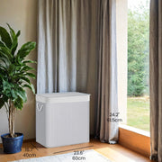 Grey Bamboo Triple Laundry Sorter with Lid 150L Large Capacity Hamper by Songmics