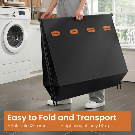 Large 155L Laundry Hamper with 4 Sections for Sorting Clothes and Towels by Songmics