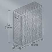 White Foldable Laundry Hamper with Lid and Removable Liner Woven Rattan Design by Songmics