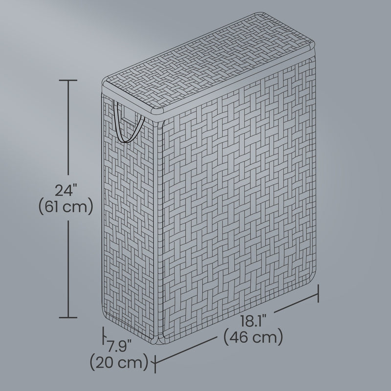 White Foldable Laundry Hamper with Lid and Removable Liner Woven Rattan Design by Songmics