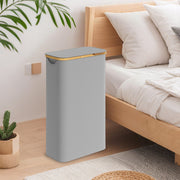 Slim 65L Laundry Basket with Lid Space Saving Hamper for Bathroom or Bedroom by Songmics