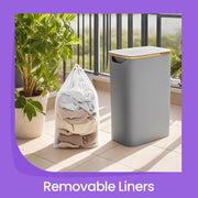 Slim 65L Laundry Basket with Lid Space Saving Hamper for Bathroom or Bedroom by Songmics