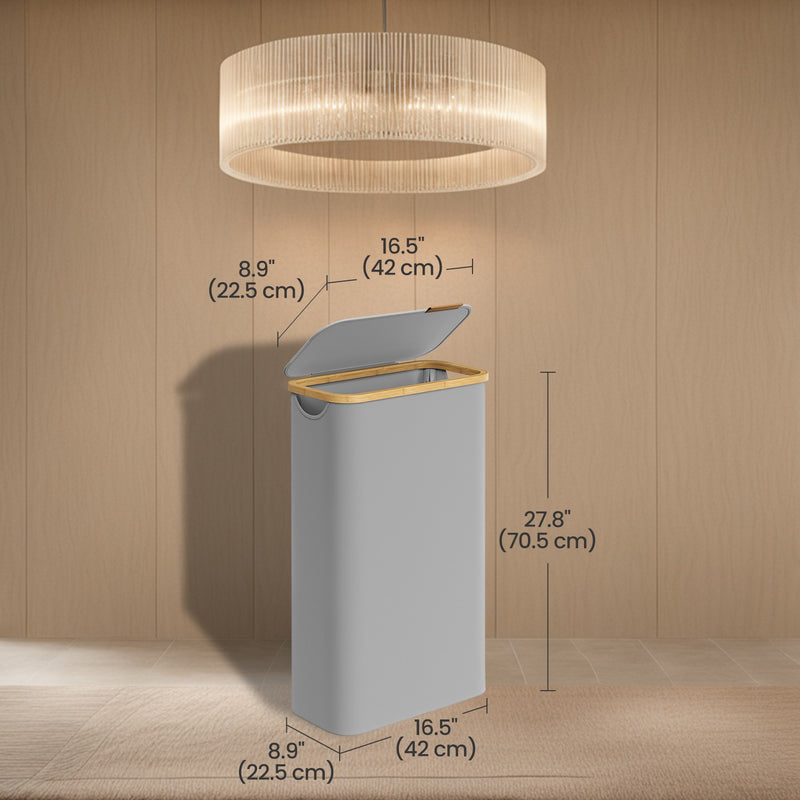 Slim 65L Laundry Basket with Lid Space Saving Hamper for Bathroom or Bedroom by Songmics