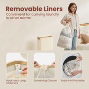 Slim 65L Laundry Basket with Lid Space Saving Hamper for Bathroom or Bedroom by Songmics