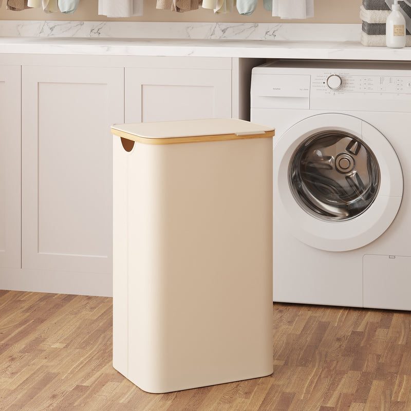 Large 90L Laundry Hamper with Lid Foldable Basket for Clothes Storage by Songmics