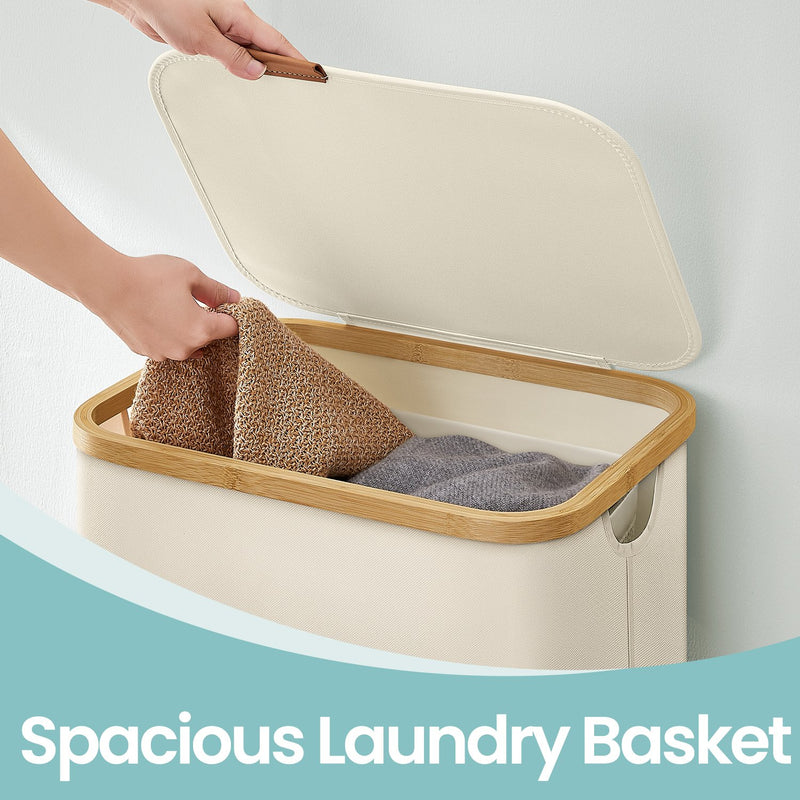 Large 90L Laundry Hamper with Lid Foldable Basket for Clothes Storage by Songmics