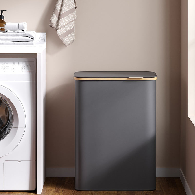 Large 2 Section Laundry Hamper with Lid 130L Capacity for Sorting Clothes by Songmics