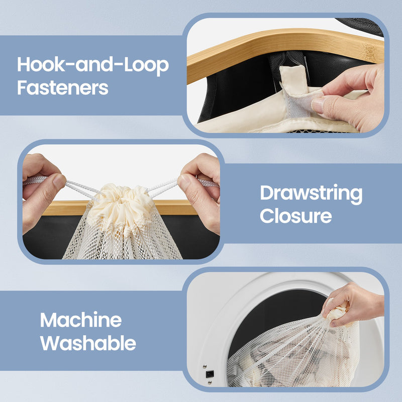 Large 2 Section Laundry Hamper with Lid 130L Capacity for Sorting Clothes by Songmics