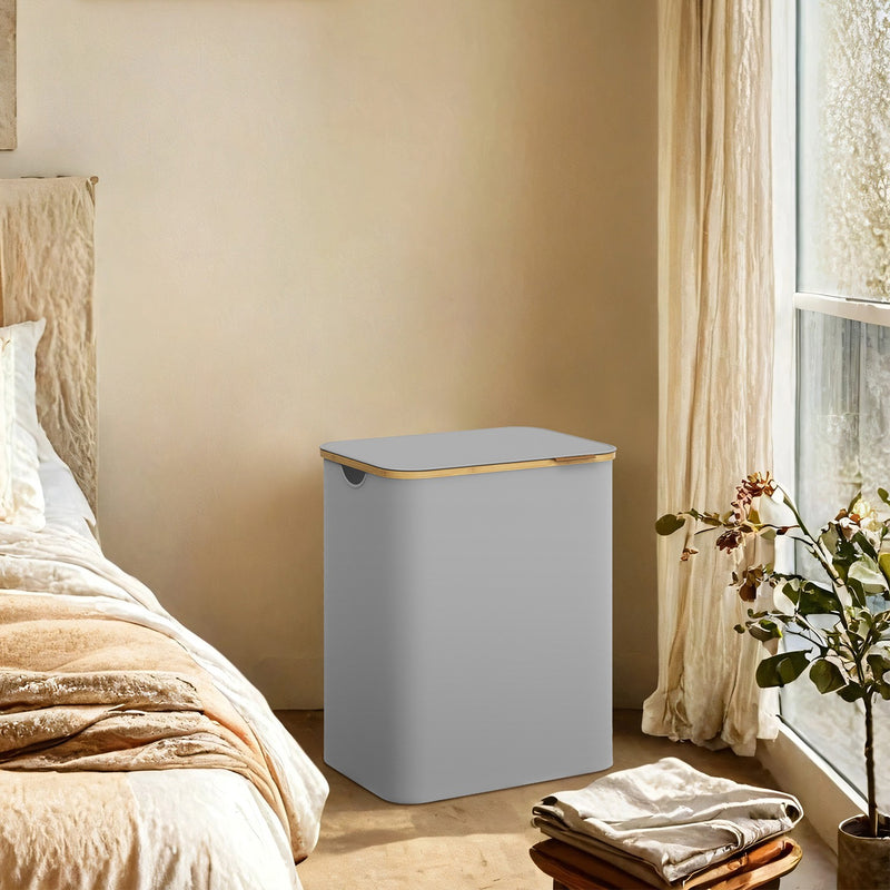 130L Large Laundry Basket with Lid and Dual Compartments for Sorting Clothes by Songmics