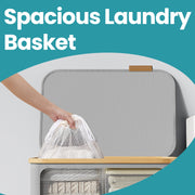 130L Large Laundry Basket with Lid and Dual Compartments for Sorting Clothes by Songmics