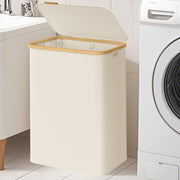 Large 2 Section Laundry Basket with Lid 130L Foldable Hamper for Sorting Clothes by Songmics