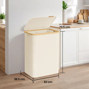 Large 2 Section Laundry Basket with Lid 130L Foldable Hamper for Sorting Clothes by Songmics
