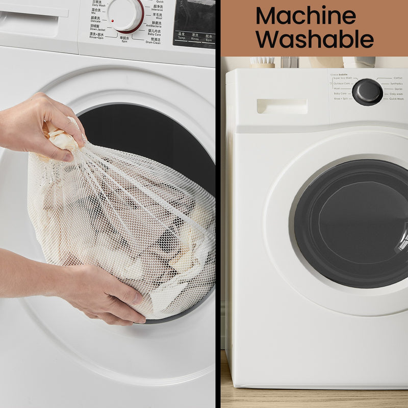 Large 2 Section Laundry Basket with Lid 130L Foldable Hamper for Sorting Clothes by Songmics