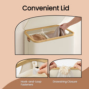 Large 2 Section Laundry Basket with Lid 130L Foldable Hamper for Sorting Clothes by Songmics