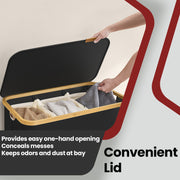 3 Section Large Laundry Basket with Lid 150L Foldable Hamper for Sorting Clothes by Songmics