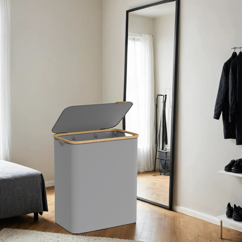 Large 150L 3 Section Laundry Hamper with Lid for Sorting Clothes by Songmics