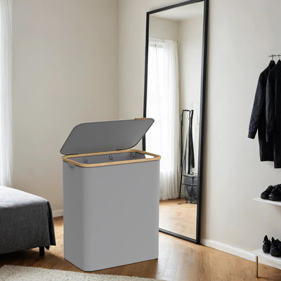 Large 150L 3 Section Laundry Hamper with Lid for Sorting Clothes by Songmics