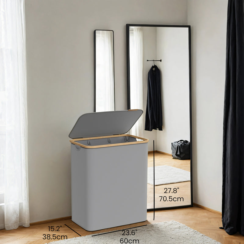 Large 150L 3 Section Laundry Hamper with Lid for Sorting Clothes by Songmics