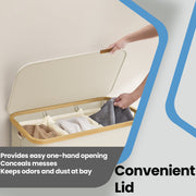 Large 3 Section Laundry Basket with Lid 150L for Organised Washing Storage by Songmics