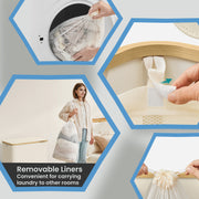 Large 3 Section Laundry Basket with Lid 150L for Organised Washing Storage by Songmics