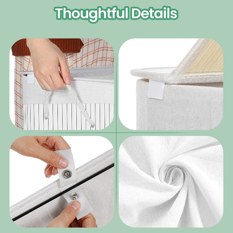 Bamboo Laundry Basket with Two Sorting Compartments and Removable Liner Bag by Songmics