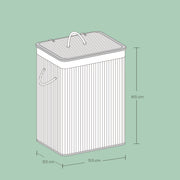 Bamboo Laundry Basket with Two Sorting Compartments and Removable Liner Bag by Songmics