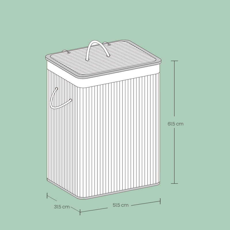 Bamboo Laundry Basket with Two Sorting Compartments and Removable Liner Bag by Songmics
