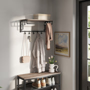 Wall Mounted Coat Rack with Shelf and 5 Removable Hooks for Hallway or Bedroom by Vasagle