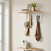 Wall Mounted Coat Rack with Shelf and 5 Removable Hooks for Hallway or Bedroom by Vasagle