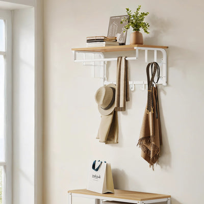 Wall Mounted Coat Rack with Shelf and 5 Removable Hooks for Hallway or Bedroom by Vasagle