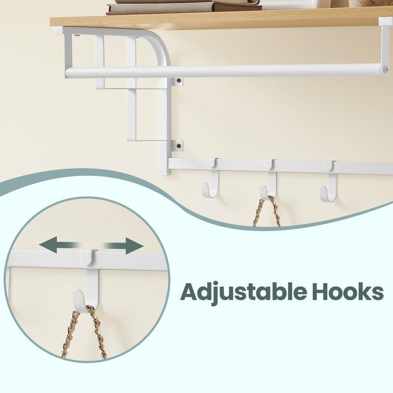 Wall Mounted Coat Rack with Shelf and 5 Removable Hooks for Hallway or Bedroom by Vasagle