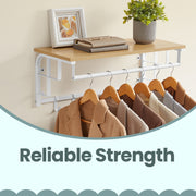 Wall Mounted Coat Rack with Shelf and 5 Removable Hooks for Hallway or Bedroom by Vasagle