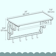 Wall Mounted Coat Rack with Shelf and 5 Removable Hooks for Hallway or Bedroom by Vasagle