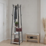 Coat Rack Stand with Hooks and 3 Storage Shelves for Entryway or Hallway by Vasagle