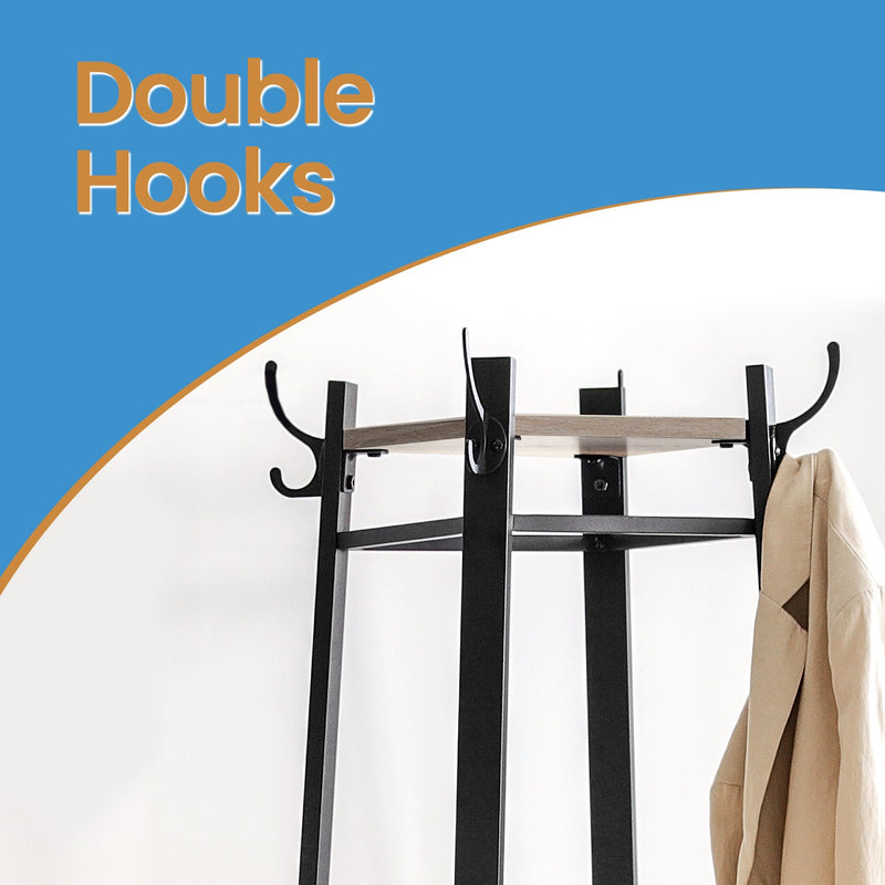 Coat Rack Stand with Hooks and 3 Storage Shelves for Entryway or Hallway by Vasagle